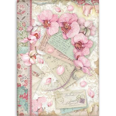 Stamperia Orchids and Cats Rice Paper - Pink Orchid